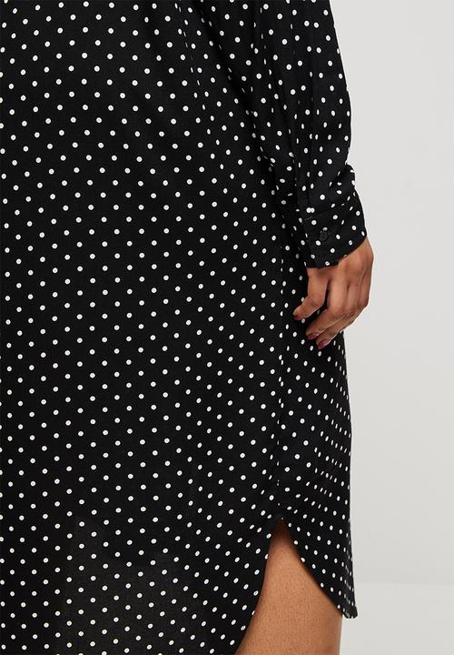 edit Plus - Basic midi shirt dress - white & black 