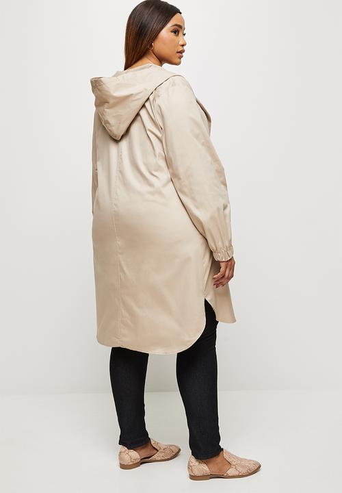 edit Plus - Hooded curved hem jacket - nude