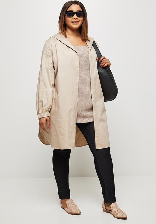 edit Plus - Hooded curved hem jacket - nude