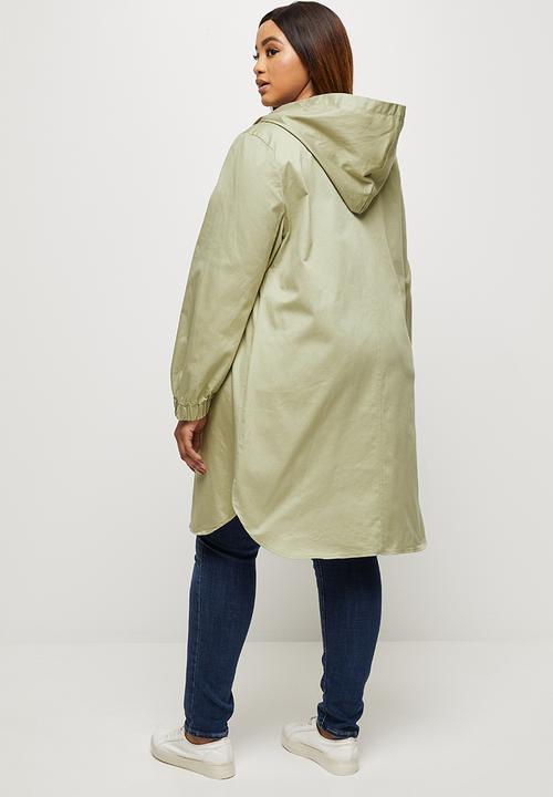 edit Plus - Hooded curved hem jacket - olive