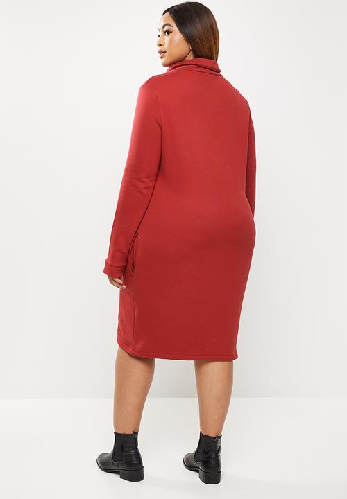 POLO - Plus dani high neck lounge dress - maroon
