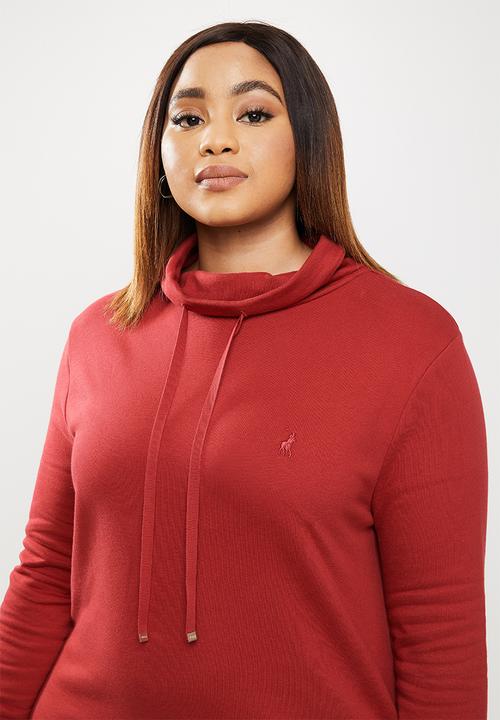 POLO - Plus dani high neck lounge dress - maroon