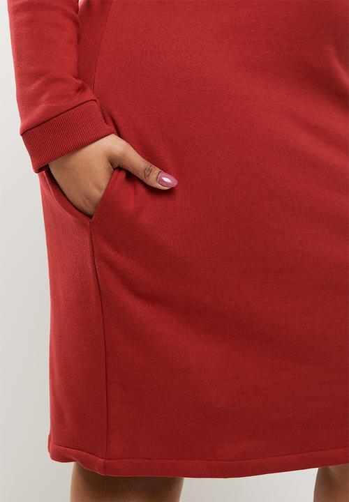 POLO - Plus dani high neck lounge dress - maroon