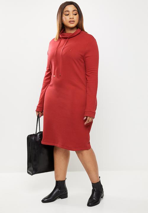 POLO - Plus dani high neck lounge dress - maroon
