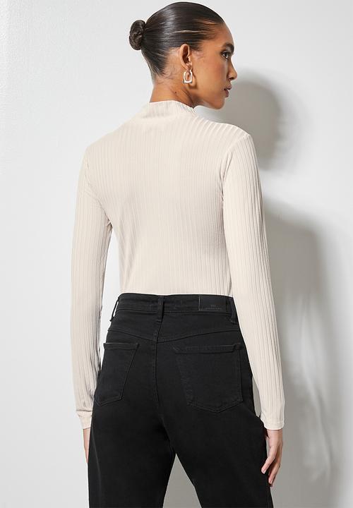 Superbalist - Turtleneck rib top - cement