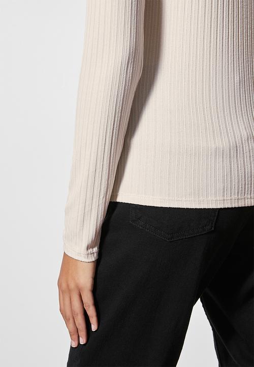 Superbalist - Turtleneck rib top - cement