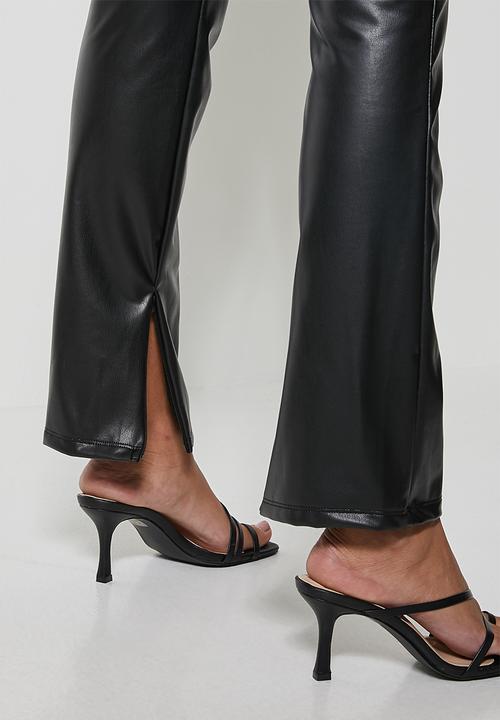 VELVET - High rise pleather hem pant - black