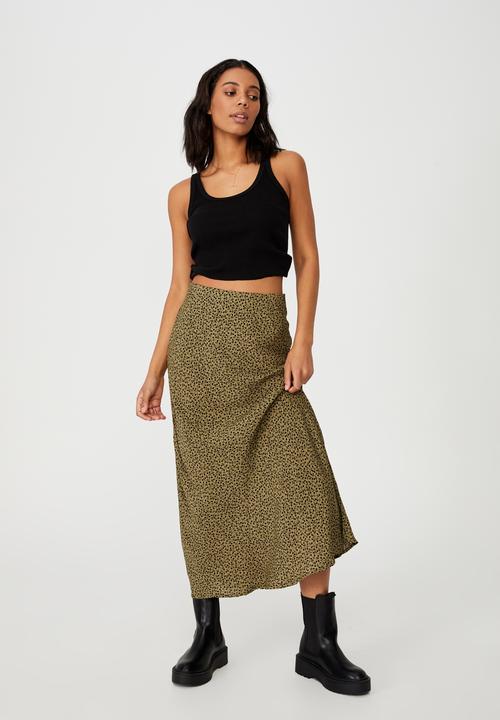 Cotton On - All day slip skirt - phoebe ditsy mossy green