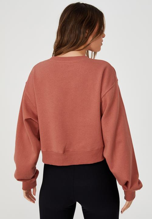Cotton On - Classic cropped crew - earthy red
