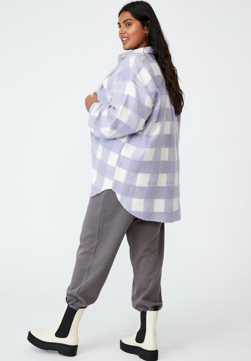 Cotton On - Curve shacket - lilac check