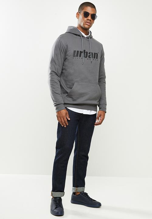urban° - Mens urban  sweater pullover hoodie - dark grey