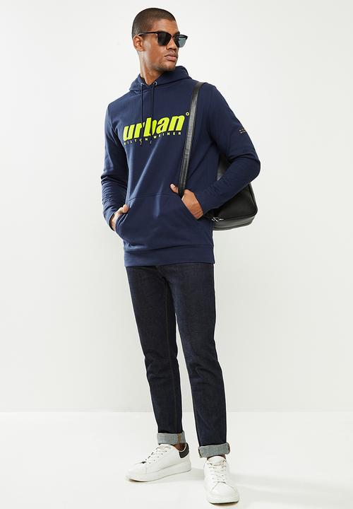 urban° - Mens urban  sweater pullover hoodie - navy