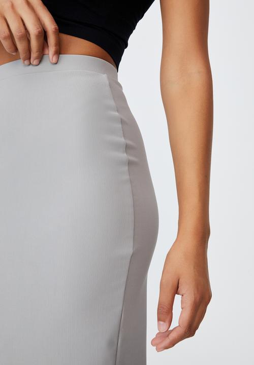 Cotton On - Quinn ribbed split midi skirt - zodiac grey