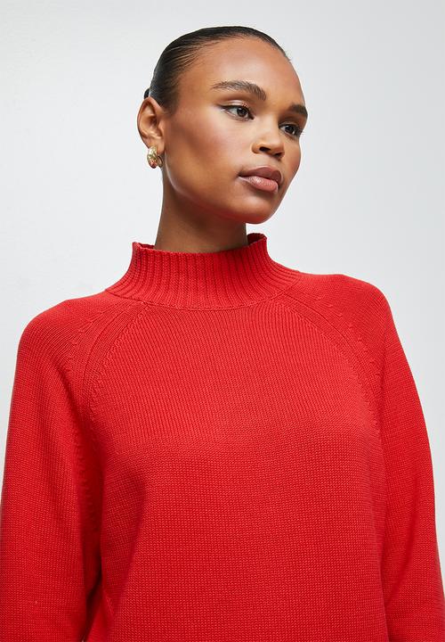 edit - Cropped slit boxy jumper - dark red