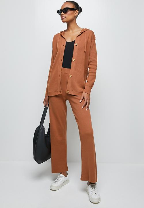 edit - Hooded all needle coatigan - tobacco