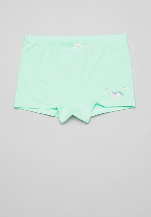Pop Candy - Girls stripe & unicorn 3 pack briefs - mint