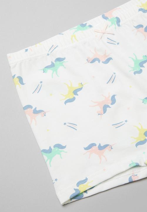 Pop Candy - Girls stripe & unicorn 3 pack briefs - mint