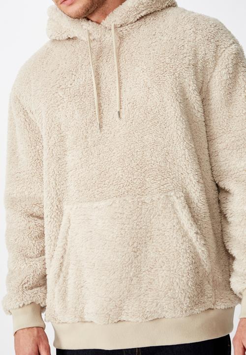 Cotton On - Drop shoulder teddy fleece hood - beige