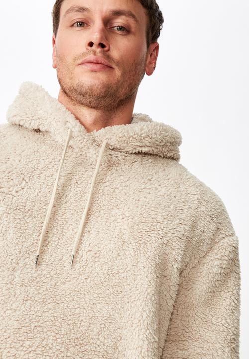 Cotton On - Drop shoulder teddy fleece hood - beige