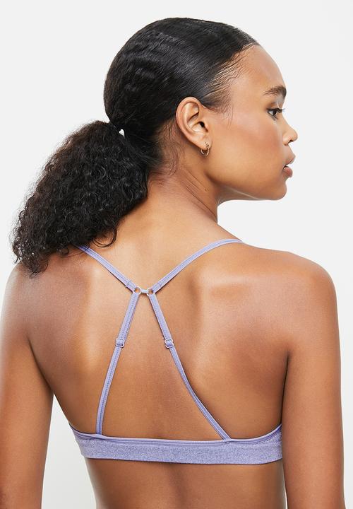 Cotton On - Seamfree triangle bralette/high cut brasiliano set - periwinkle marle