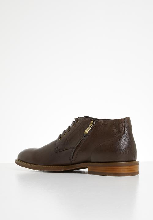 POLO - Dylan leather distressed lace up boot - brown