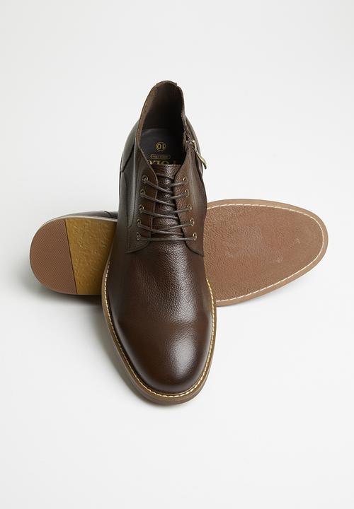 POLO - Dylan leather distressed lace up boot - brown