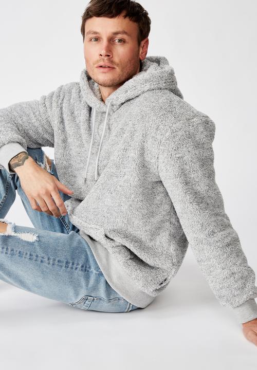 Cotton On - Drop shoulder teddy fleece hood - grey