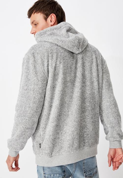 Cotton On - Drop shoulder teddy fleece hood - grey