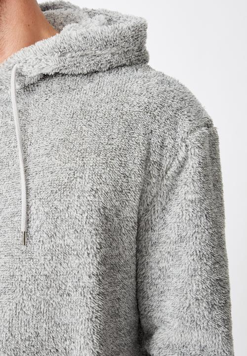 Cotton On - Drop shoulder teddy fleece hood - grey