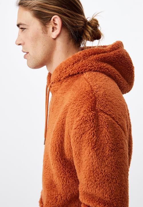 Cotton On - Drop shoulder teddy fleece hood - rust