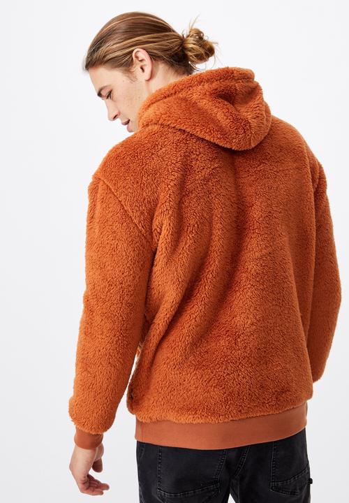Cotton On - Drop shoulder teddy fleece hood - rust