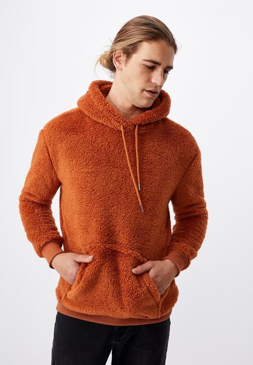 Cotton On - Drop shoulder teddy fleece hood - rust