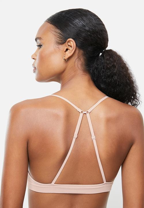 Cotton On - Seamfree triangle bralette/high cut brasiliano set - rose cloud shimmer