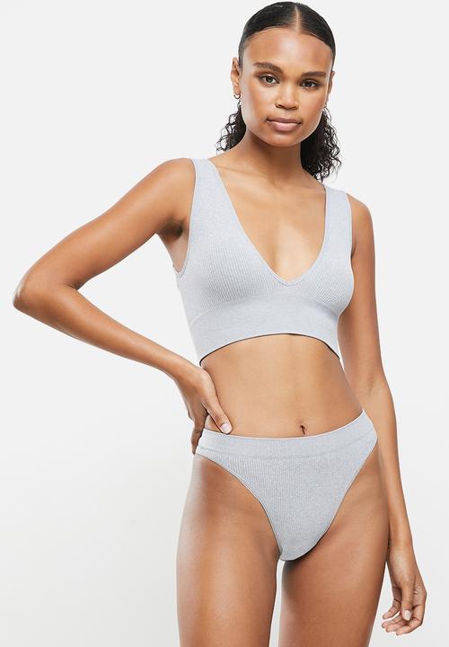 Cotton On - Seamfree reversible crop - grey