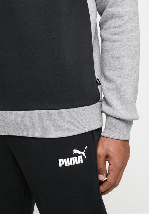 PUMA - Ess+ colorblock crew fl - grey