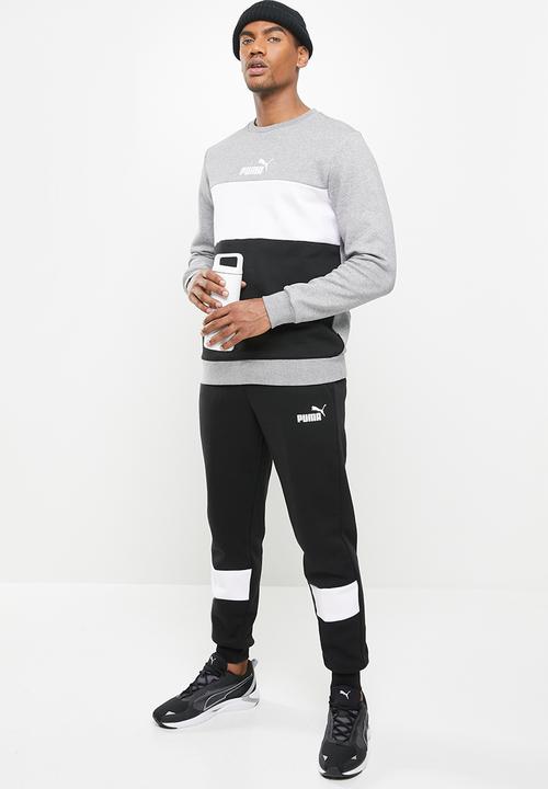 PUMA - Ess+ colorblock crew fl - grey