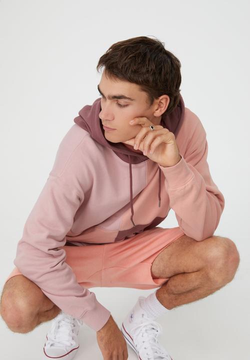 Cotton On - Panelled fleece hoodie - burgundy & pink