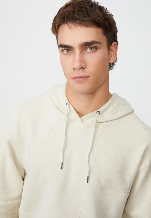 Cotton On - Panelled fleece hoodie - ecru