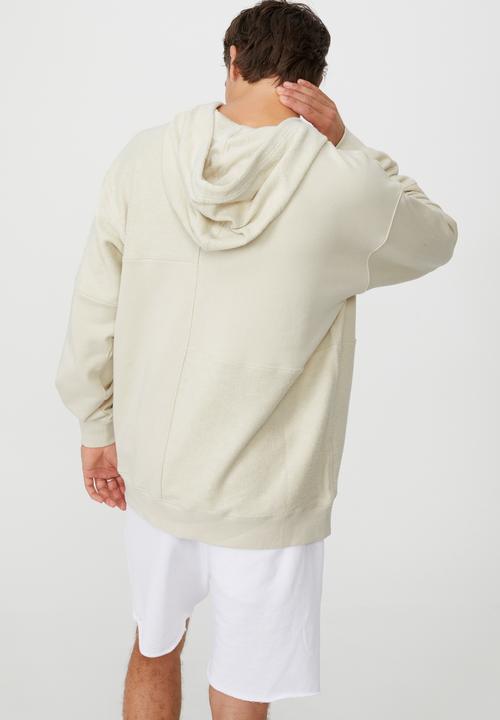 Cotton On - Panelled fleece hoodie - ecru