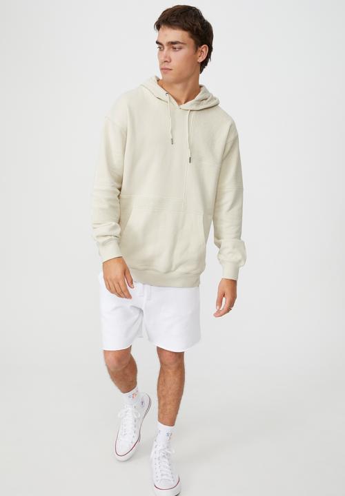 Cotton On - Panelled fleece hoodie - ecru
