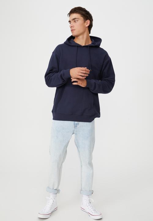 Cotton On - Panelled fleece hoodie - navy