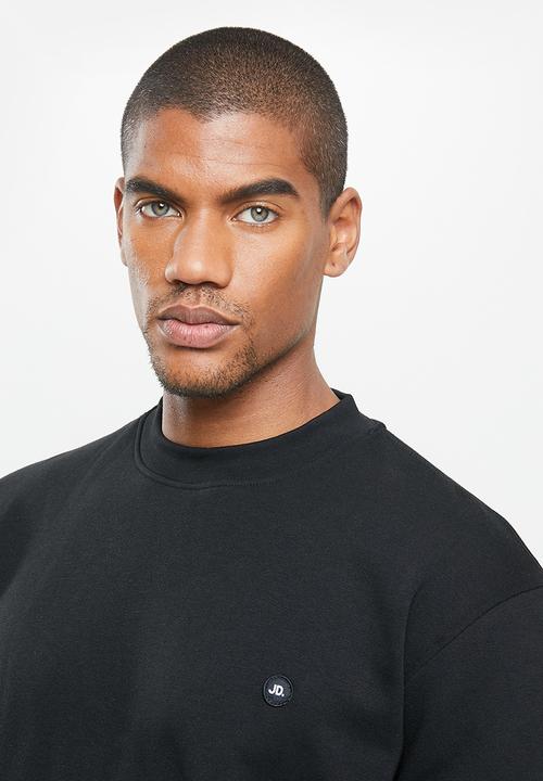 Jonathan D - Oversized fit branded crew neck sweater - black