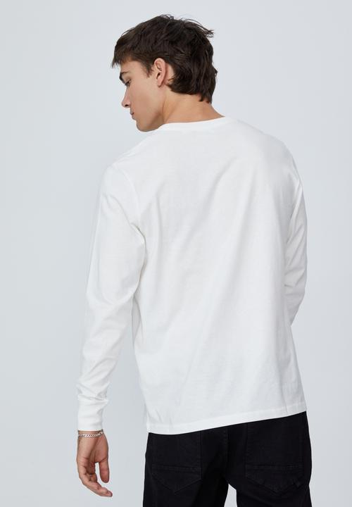 Cotton On - Tbar collab long sleeve T-shirt - white