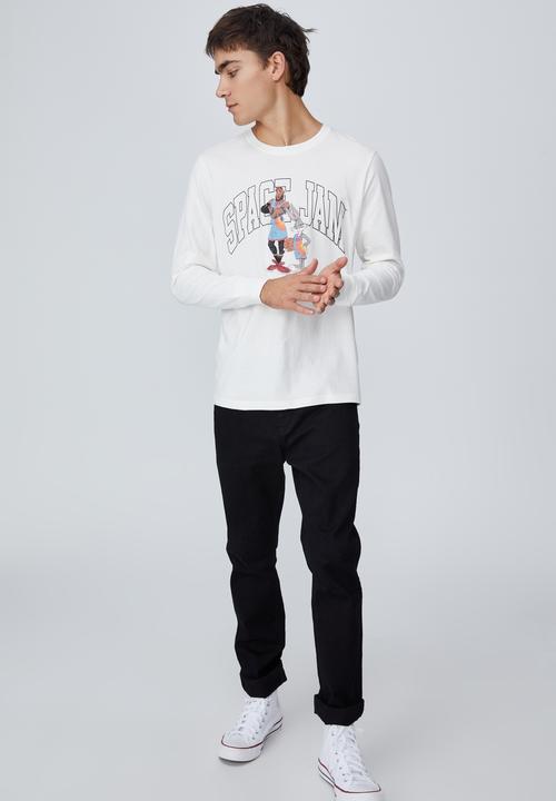 Cotton On - Tbar collab long sleeve T-shirt - white