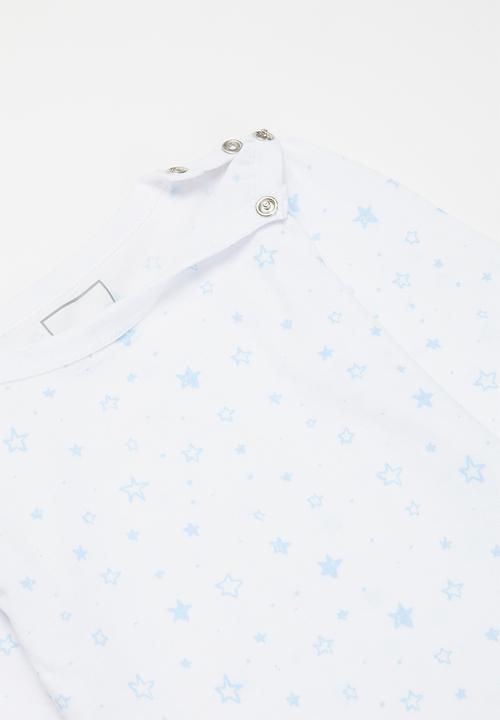 Pop Candy - 3 pack top, pants & bib set - white & baby blue 1
