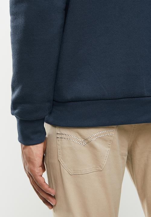 Jonathan D - Regular fit branded long sleeve rugby polo - navy