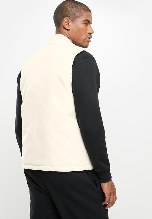 Jonathan D - Regular fit zip through quilt lined vest - off white
