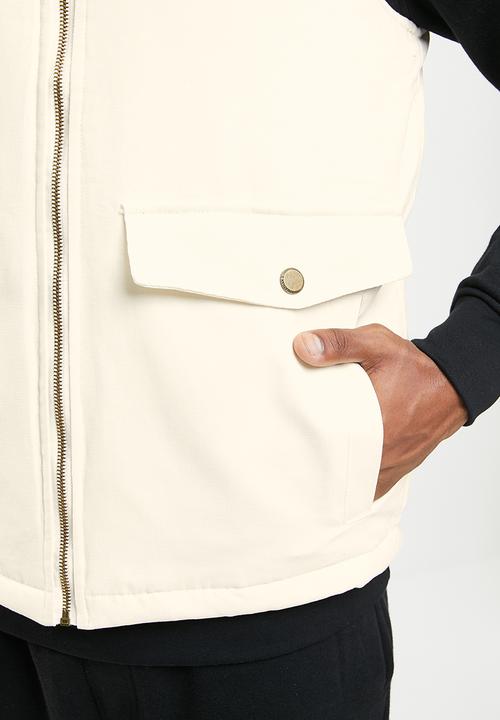 Jonathan D - Regular fit zip through quilt lined vest - off white