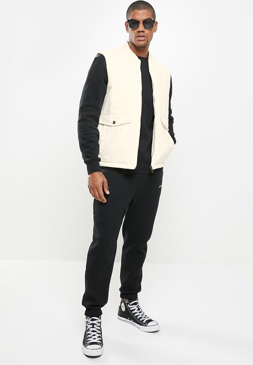 Jonathan D - Regular fit zip through quilt lined vest - off white