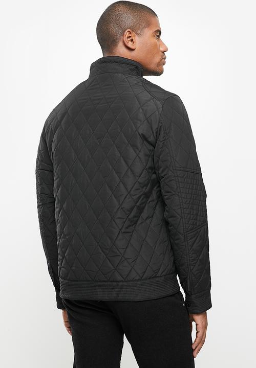 Jonathan D - Quilted zip through jacket heavy weight - black